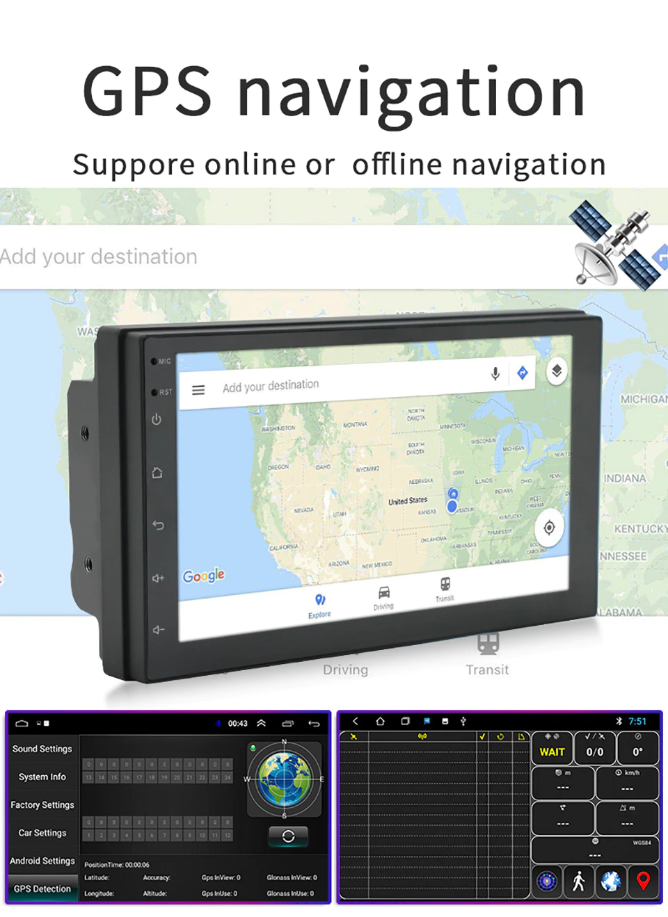 автомагнитола 7011A Android 7`` GPS / Bluetooth / Wi-Fi
