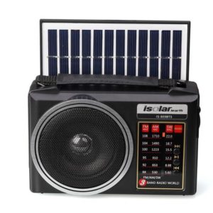 Радиоприёмник IS-809BTS с солнечной панелью и LED фонарём FM/USB/microSD/Bluetooth
