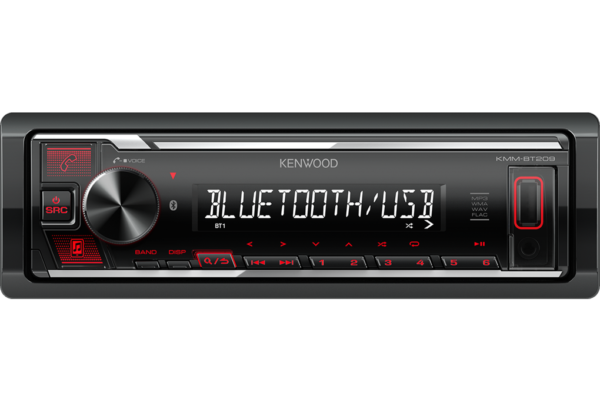 Автомагнитола Kenwood KMM-BT209 (FM/AM, BT, USB, AUX, RCA, 4*50W, ISO, 1DIN)